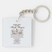 Wandeling door geloof 2 Korintiërs Bloemengeschrif Sleutelhanger (Achterkant)