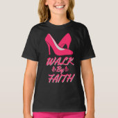 Wandeling door Geloof Heet Roze Bijbel Quote Meisj T-shirt (Voorkant)