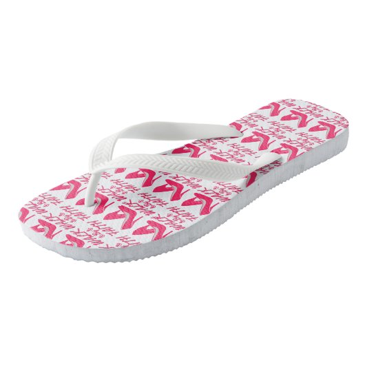Wandeling door Geloof Heet Roze Bijbel Quote Wit Teenslippers (Schuin)