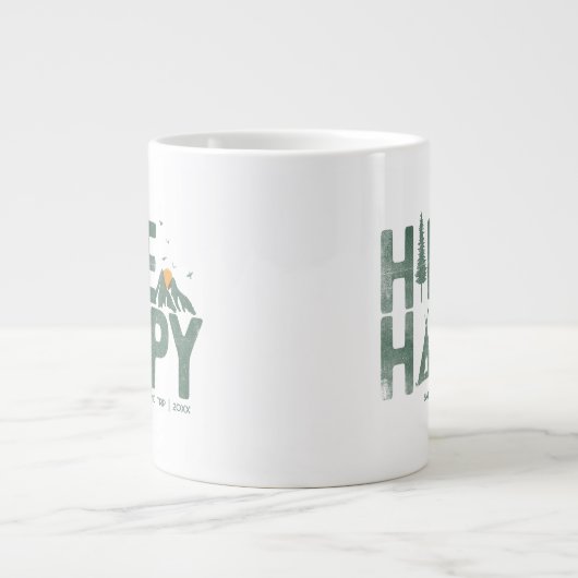 Wandeling Gelukkige Camper Wandelaar Wandelen Fami Grote Koffiekop (Voorkant)