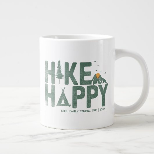 Wandeling Gelukkige Camper Wandelaar Wandelen Fami Grote Koffiekop (Rechts)