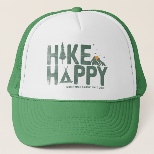 Wandeling Gelukkige Camper Wandelaar Wandelen Fami Trucker Pet (Voorkant)