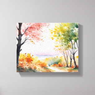 Wandeling in de Bossen: Een Waterverf Reis Canvas Afdruk