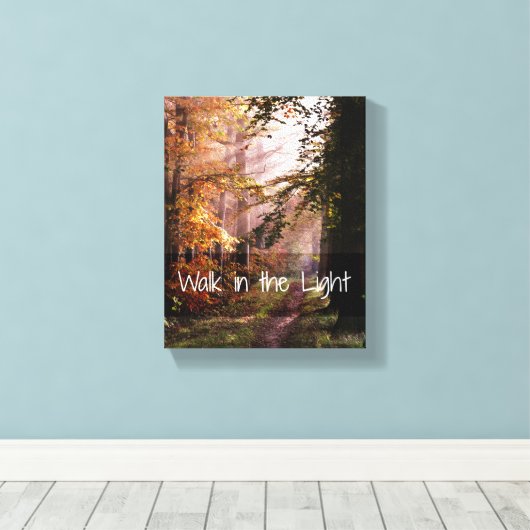 Wandeling in de Lichte Bijbel Verse Canvas Afdruk (Insitu (Houten vloer))