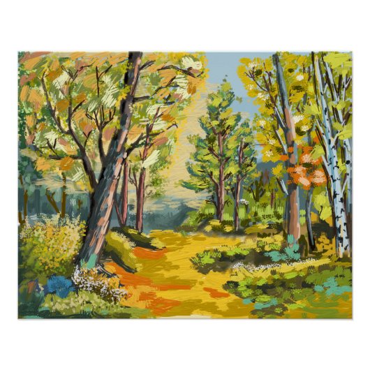 Wandeling in het herfstbos. perfect poster (Voorkant)