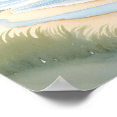 Wandeling langs het strand | Kust oceaan aquarel Poster (Hoek)