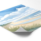 Wandeling langs het strand | Kust oceaan aquarel Poster (Hoek)