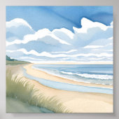 Wandeling langs het strand | Kust oceaan aquarel Poster (Voorkant)