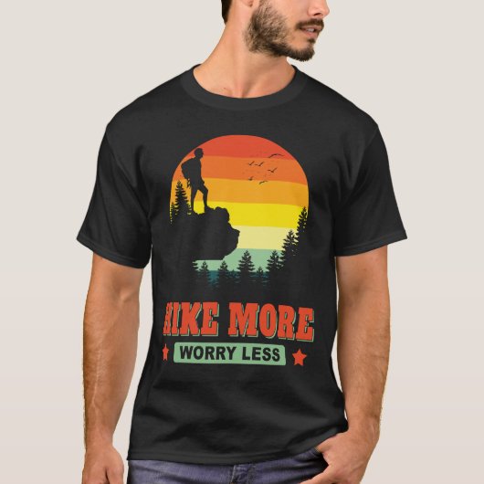 Wandeling Meer zorgen Minder Wandeltocht Avontuur T-shirt (Voorkant)