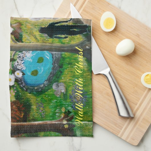Wandeling met Christus keukenhanddoek (Quarter Fold)
