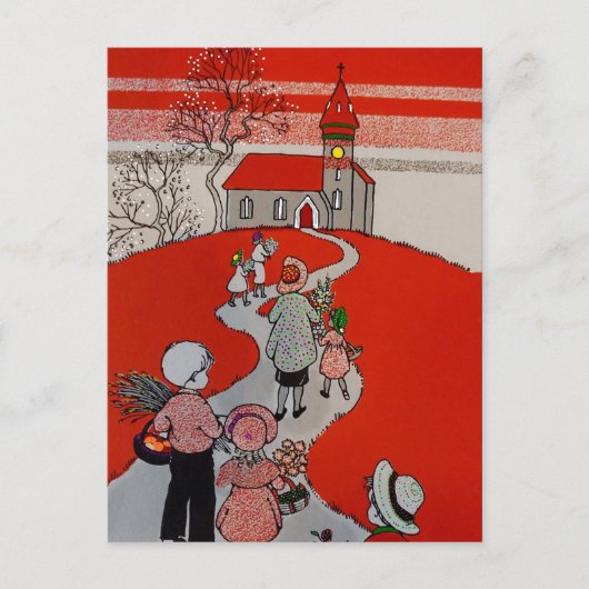  wandeling naar de kerk briefkaart (Voorkant)