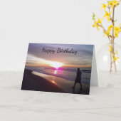 WANDELING OP DE "STRAND" BITHDAY KAART (Gele Bloem)