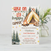 Wandeling op ons Happy Camper verjaardagsfeestje Kaart (Staand voorkant)