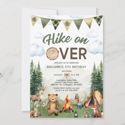 Wandeling op Over Camping Verjaardag Kaart (Voorkant)