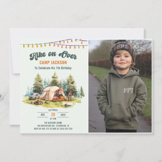 Wandeling over Camping 7e Verjaardagsfoto Kaart (Voorkant)