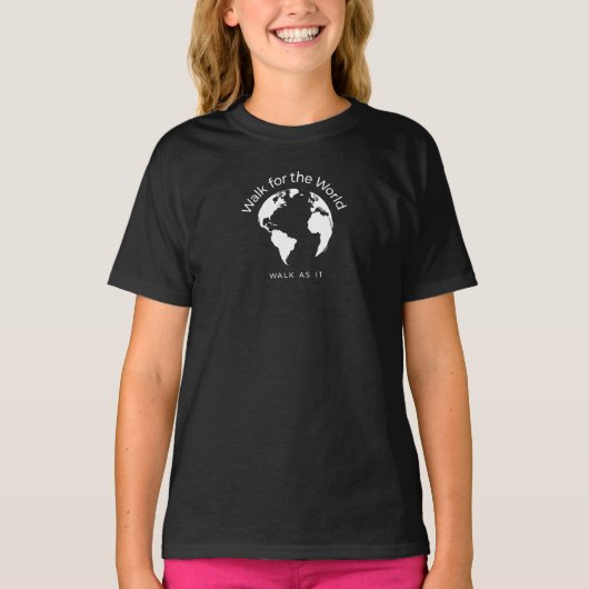 Wandeling voor de wereld T-shirt - Meisjes Zwart (Voorkant)