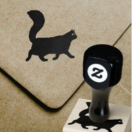 wandelkat | Langbehaard Kat met pluizige staart Rubberstempel