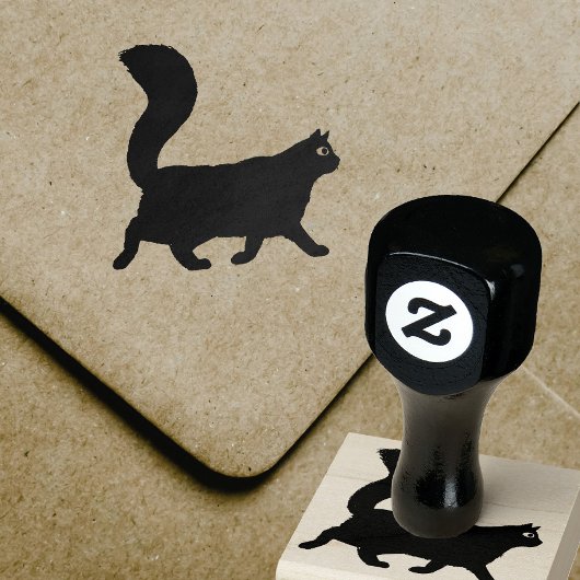 wandelkat | Langbehaard Kat met pluizige staart Rubberstempel