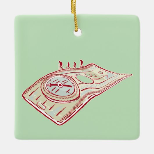 Wandelkompas Keramisch Ornament (Voorkant)