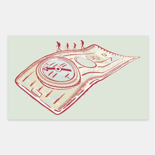 Wandelkompas Rechthoekige Sticker (Voorkant)