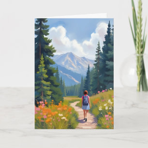 Wandelpad Berg Natuur Landschap Aquarel Kaart