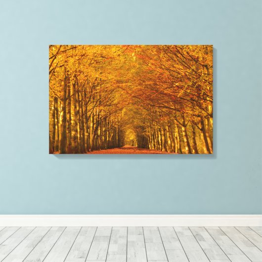 Wandelpad door herfst bos canvas afdruk (Insitu (Houten vloer))