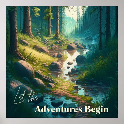 Wandelpad in het bos | Digitale Kunst Poster (Voorkant)