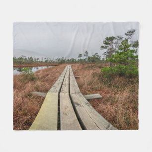 Wandelpad in moeras fleece deken