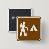 Wandelpad met kampeerbordje vierkante button 5,1 cm (Voorkant /achterkant)