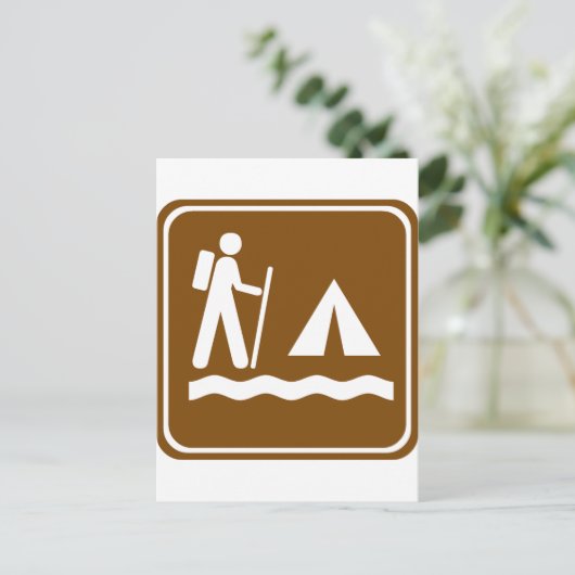 Wandelpad met Lakeside Camping Highway Sign Briefkaart (Staand voorkant)