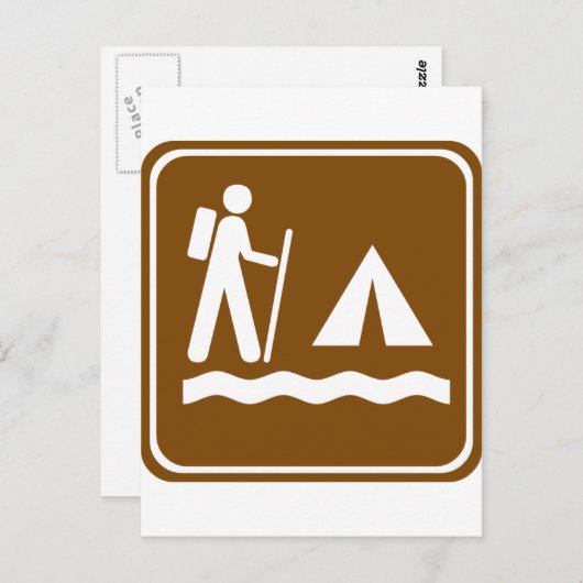 Wandelpad met Lakeside Camping Highway Sign Briefkaart (Voorkant / Achterkant)