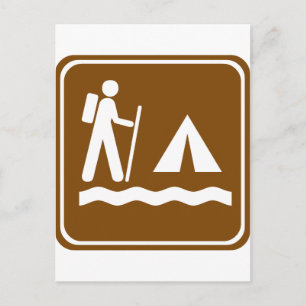 Wandelpad met Lakeside Camping Highway Sign Briefkaart