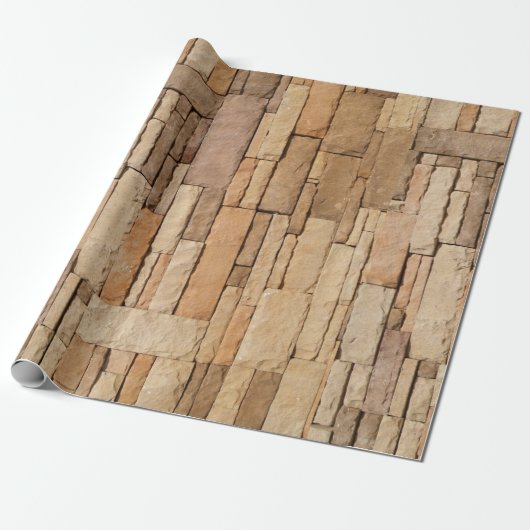 Wandelpapier met tan Stone Wall Cadeaupapier (Uitgerold)