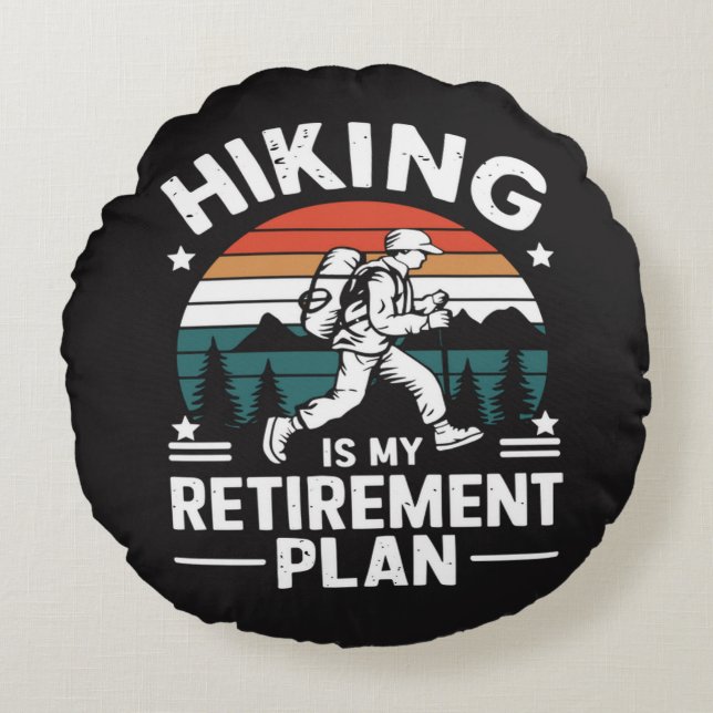 Wandelpensioenplan Grappige Spreuk Rond Kussen (Voorkant)