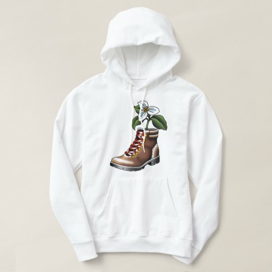 Wandelschoenen en trilliumticker hoodie (Design voorkant)