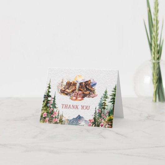 Wandelschoenen Roze Meisje Baby shower Bedankkaart (Voorkant)