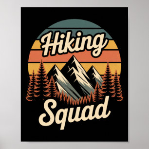 Wandelsquad Retro Berg Kamperen Wandeltocht Poster