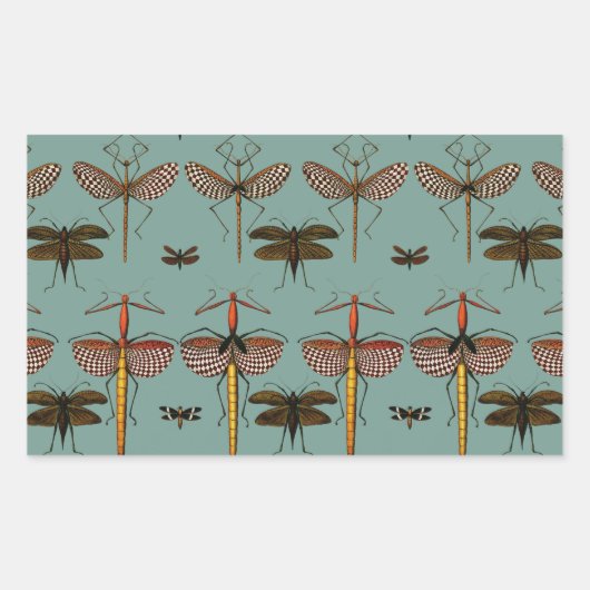 Wandelstokken, Katydiden en libellen Rechthoekige Sticker (Voorkant)