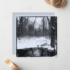 Wandeltrail met vintage winterfoto notitiekaartje