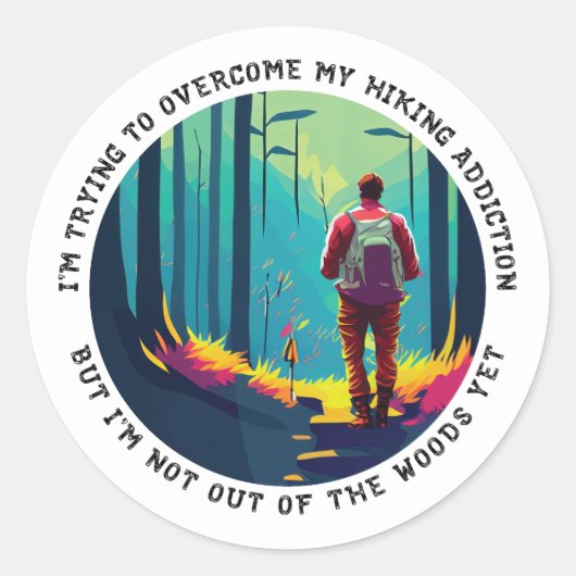 Wandelverslaving Ronde Sticker (Voorkant)