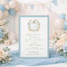 Wandelwagen Crest Monogram | Blauwe Baby Shower