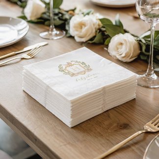 Wandelwagen Crest Monogram | Neutrale Baby Shower Servet