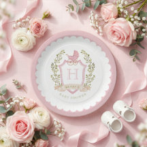 Wandelwagen Crest Monogram | Roze Baby Shower