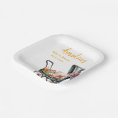  wandelwagen gepersonaliseerd Baby shower Papieren Bordje (Gebogen)