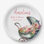  wandelwagen gepersonaliseerd Baby shower Papieren Bordje (Voorkant)