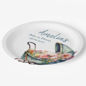wandelwagen gepersonaliseerd Baby shower Papieren Bordje (Gekanteld)