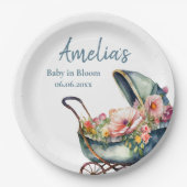 wandelwagen gepersonaliseerd Baby shower Papieren Bordje (Voorkant)