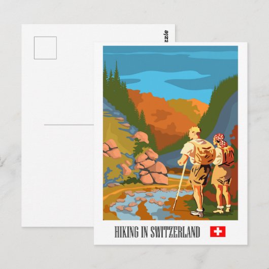 Wandelwagen in Zwitserland Briefkaart (Voorkant / Achterkant)