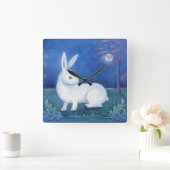 Wandenkast voor witte konijn vierkante klok (Huis)