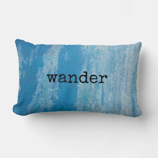 wander en stel tekst op blauwe textuurverf voor kussen (Voorkant)